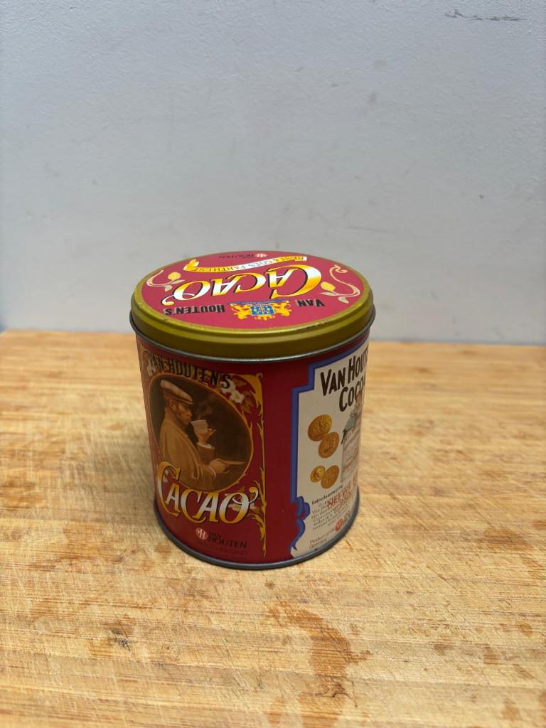 Van Houten's Cacao Blik, Rond, Verzamelen, Blikken, Verzenden, Gebruikt, Overige, Overige merken