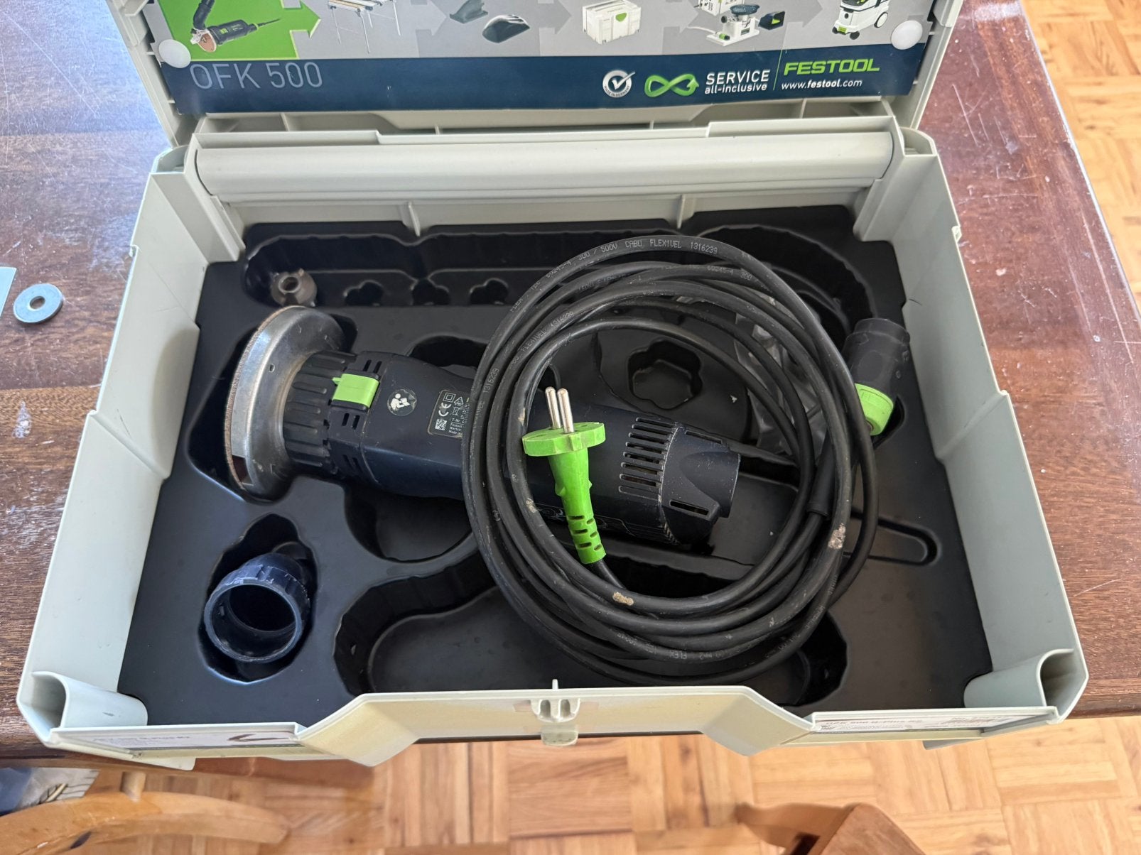 Festool kantenfrees 6-8mm 450W OFK 500 Q-Plus R2, Ophalen of Verzenden, Zo goed als nieuw, Elektrisch, Bovenfrees
