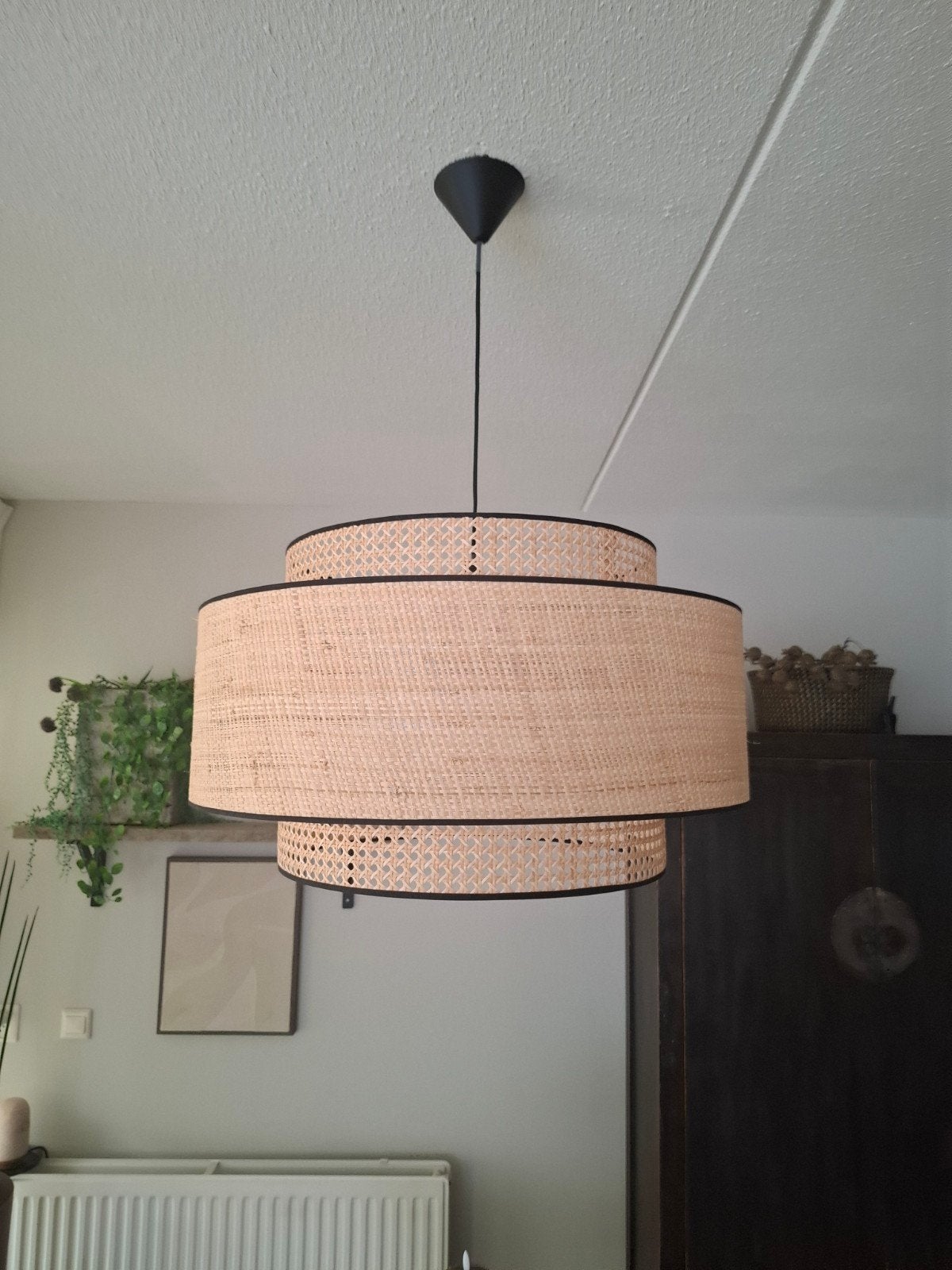 Dubbele lampenkap La Redoute diameter 60 cm, Ophalen, Nieuw, Natuurlijk materiaal, E27 (groot)