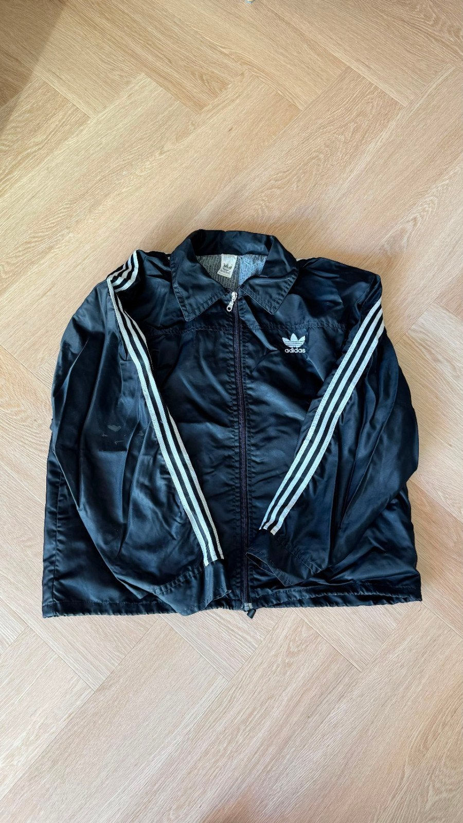Vintage Adidas Trainingsjack Zwart - Maat L, Maat 52/54 (L), Zwart, Ophalen of Verzenden, Adidas
