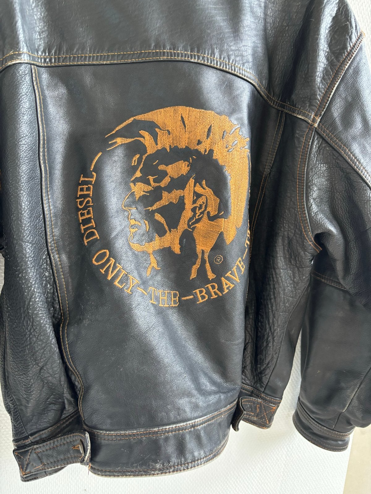 Vintage Diesel Leren Jas Jaren '90 - Topconditie, Kleding | Heren, Jassen | Zomer, Gedragen, Maat 52/54 (L), Zwart, Ophalen