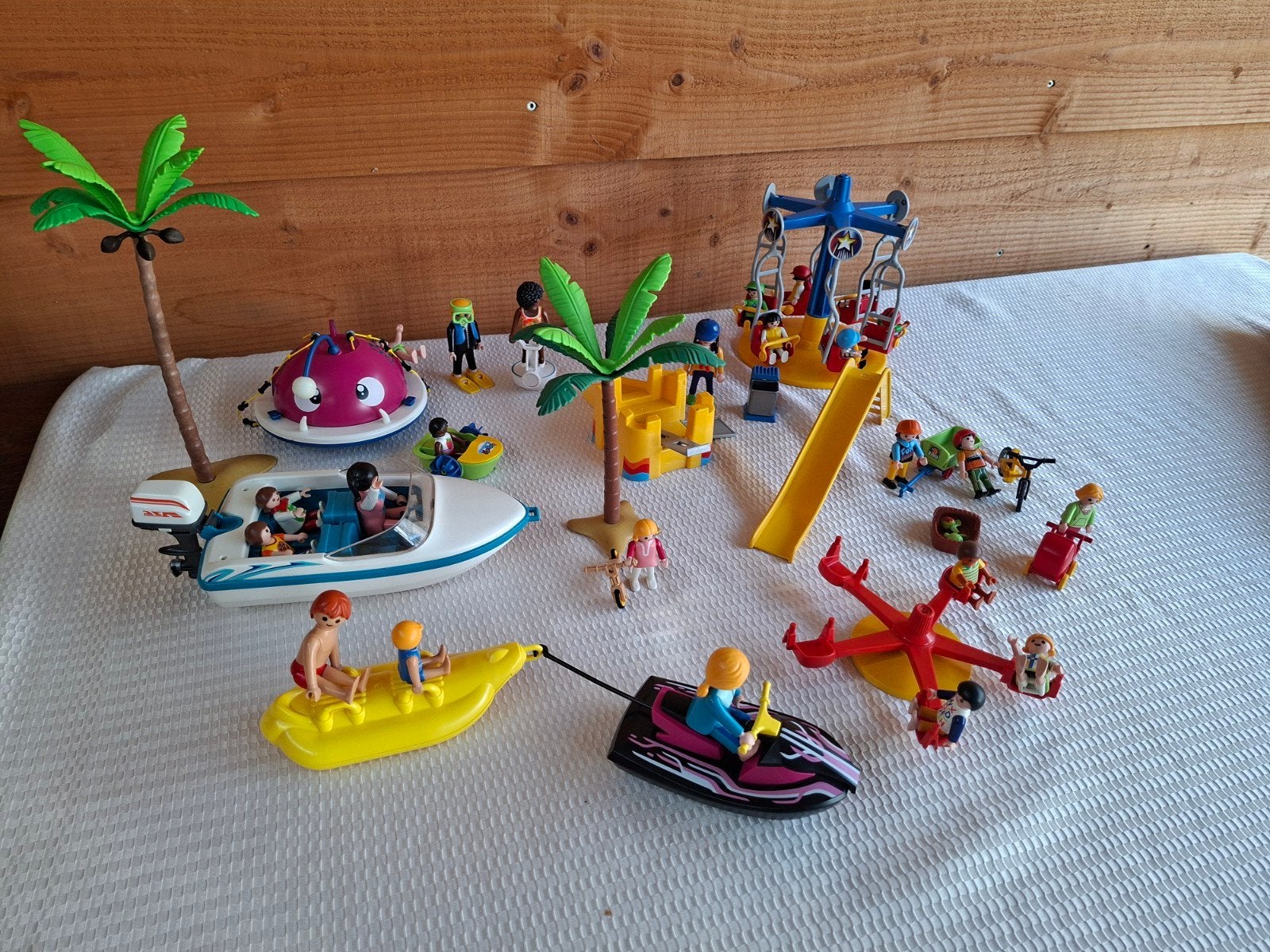 Playmobil zomerplezier: boot, kermisattracties en figuren., Ophalen of Verzenden, Gebruikt, Summer fun, Overige typen
