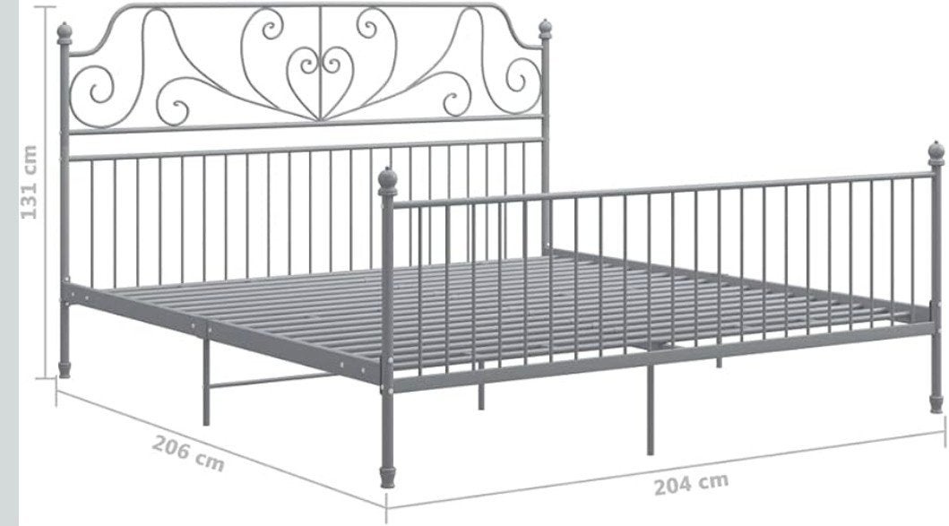 Grijs, metalen tweepersoonsbed (200x200), Ophalen, Gebruikt, Romantisch, Klassiek, Tweepersoons