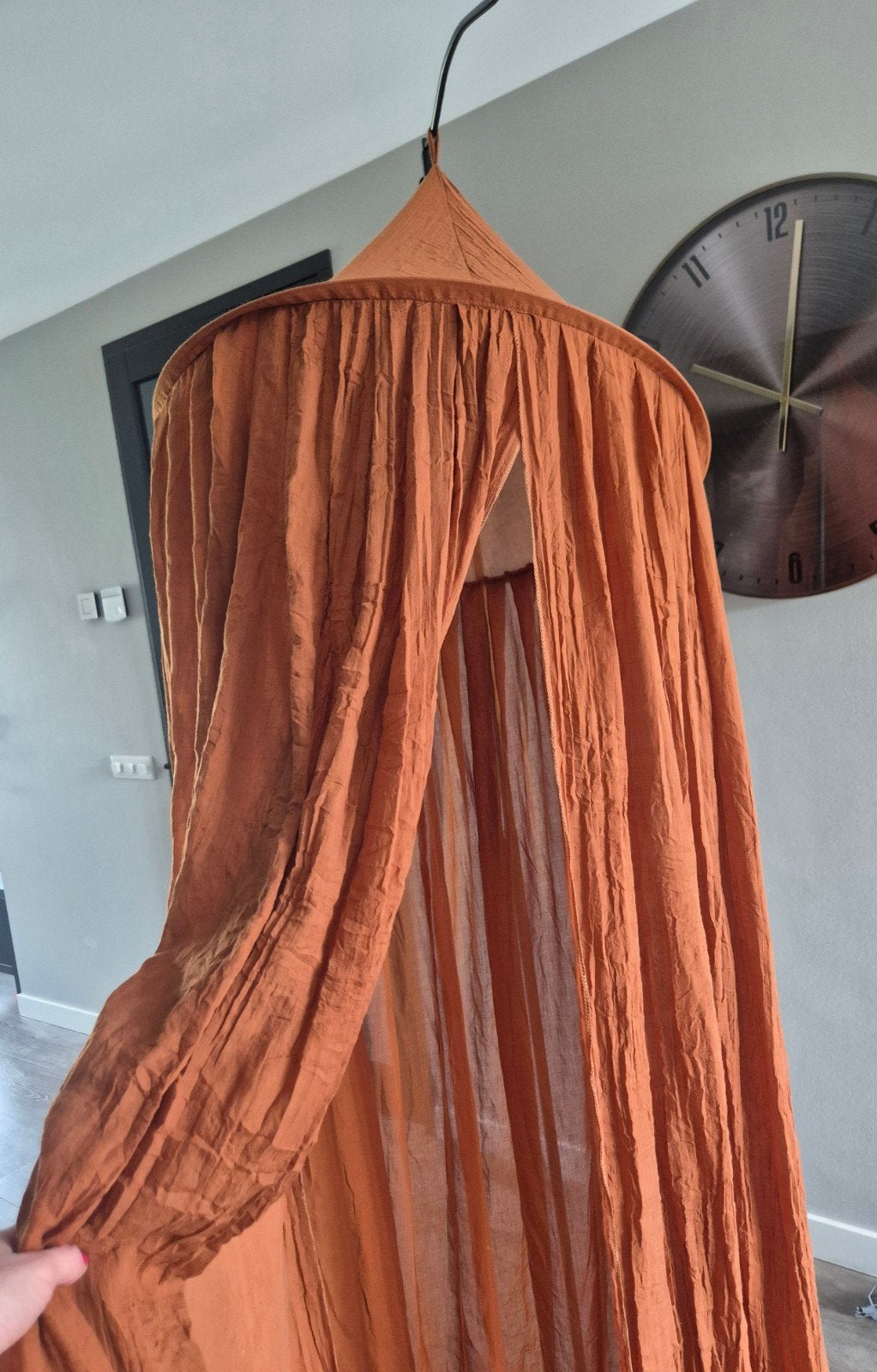 Meyco klamboe terracotta kleur met piekstok zgan, Ophalen, Zo goed als nieuw, Klamboe