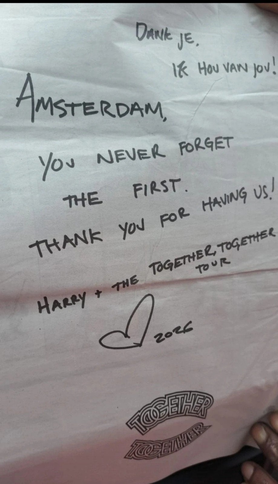 Het Parool met bericht van Harry Styles, Ophalen of Verzenden