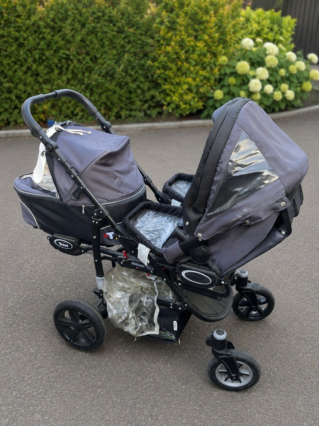 Trippy drieling meerling kinderwagen triplets 3 zits buggy, Gebruikt, ., Luchtbanden, Trippy