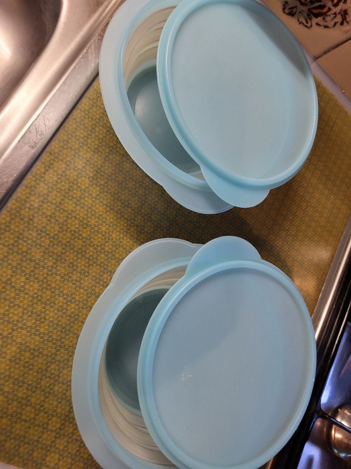 Tupperware opvouwbare kommen, 2 stuks, lichtblauw, Huis en Inrichting, Keuken | Tupperware, Ophalen, Gebruikt, Blauw, Bak of Kom