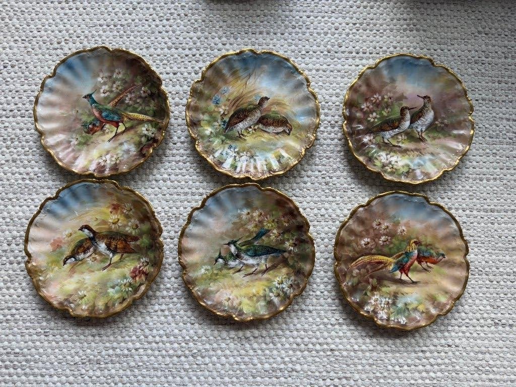 Limoges France servies – handbeschilderde vogels (7-delig), Ophalen