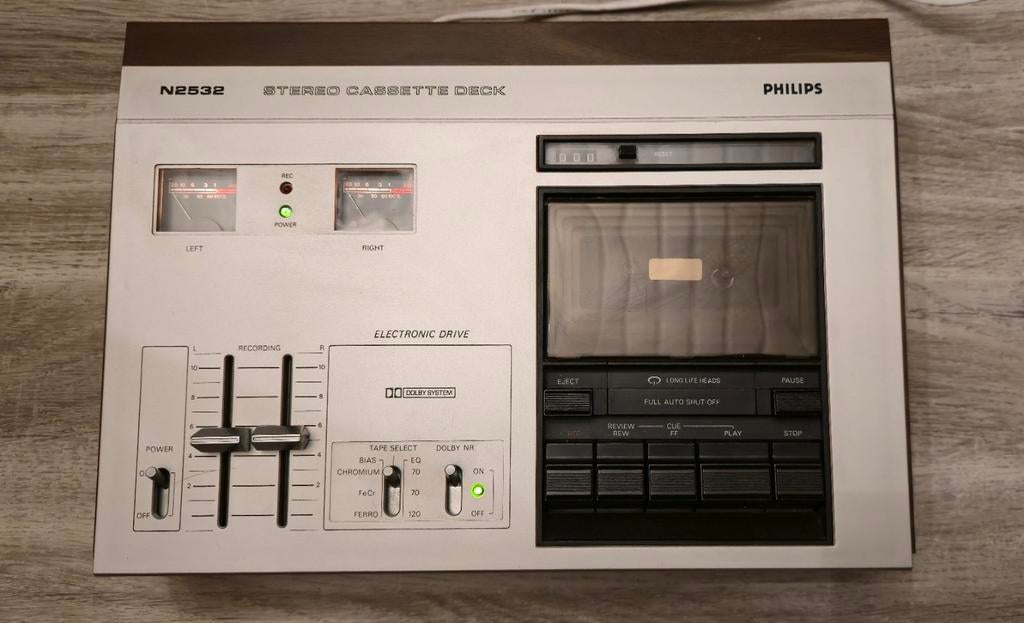 Vintage nette klassieke Philips Stereo Cassettedeck N2532., Ophalen of Verzenden, Enkel, Philips, Tape counter