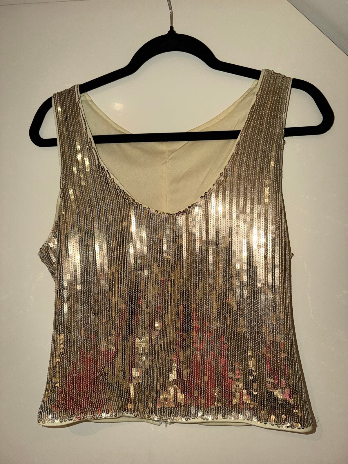 NIEUW Mooi goudkleurig pailletten topje maat S /mmet rits, Nieuw, Ophalen of Verzenden, Goud, Maat 36 (S)