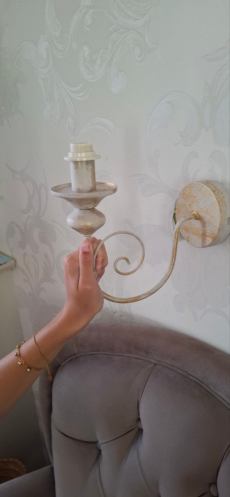 wandlampjes goud grijs, Ophalen of Verzenden, Zo goed als nieuw, Wandlamp, Goud