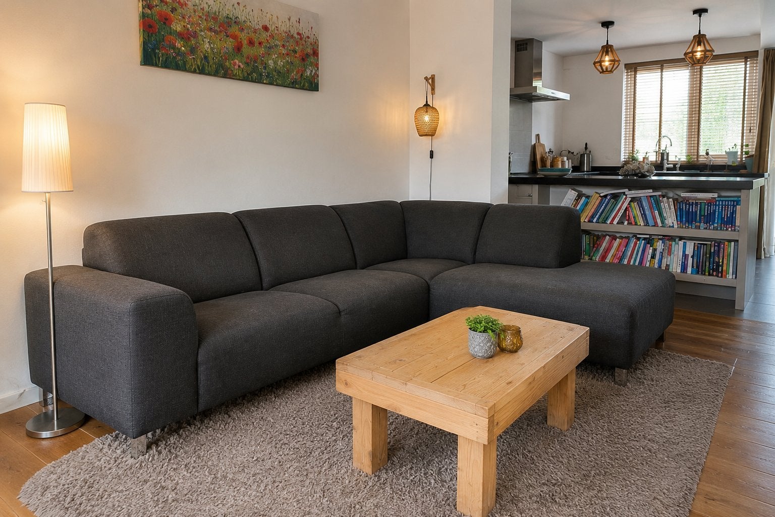 Ruime antracietgrijze hoekbank | Kötter Living | Goede staat, Ophalen, 250 tot 300 cm, Gebruikt, Hoekbank