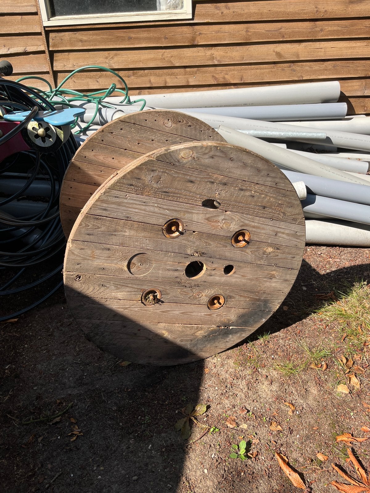 Grote houten haspel voor decoratie of kabelopslag, Ophalen, Gebruikt