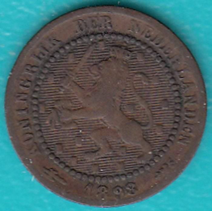 Nederland 1 cent 1898 Wilhelmina, Sch. 966 in munthouder, Ophalen of Verzenden, Koningin Wilhelmina, 1 cent, Losse munt