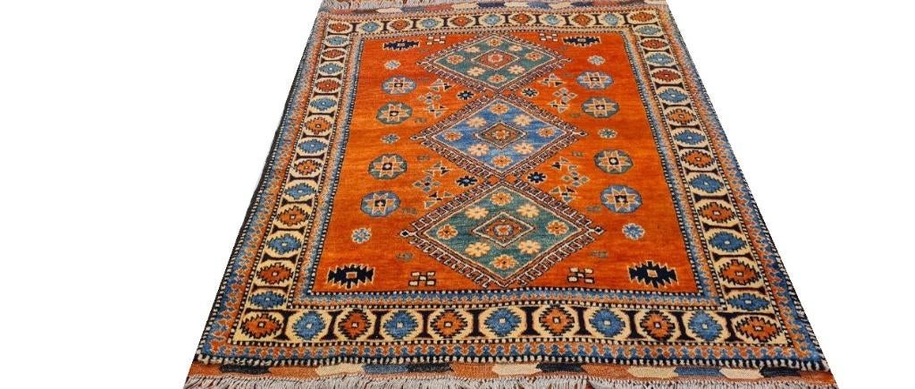 Handgeknoopt Perzisch tapijt Kashkai kleed 154 x 122/Kelim, 100 tot 150 cm, Www.simatapijten.nl, Ophalen of Verzenden, 150 tot 200 cm