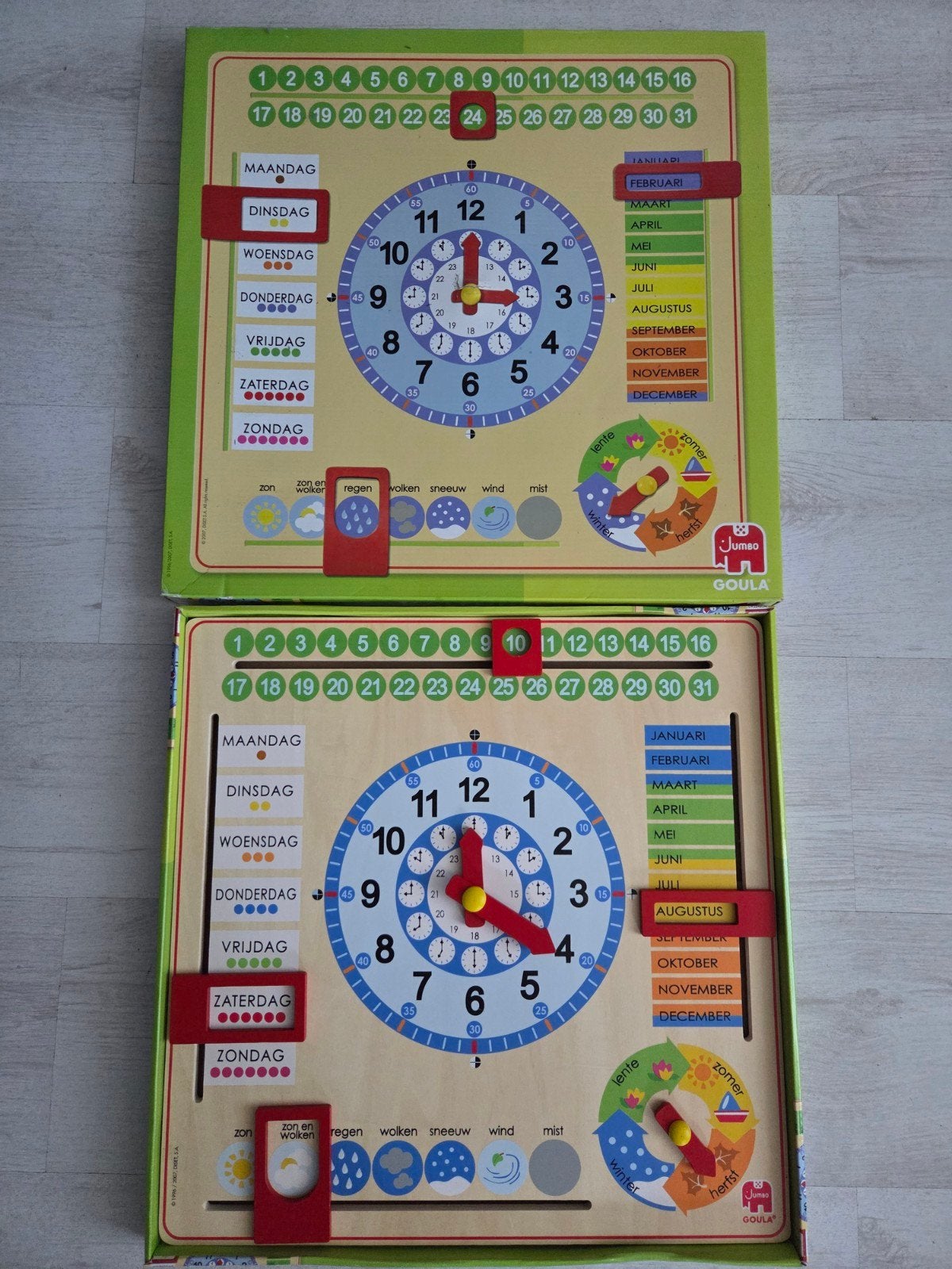 Jumbo houten Kalenderklok voor kinderen vanaf 3 jaar, Ophalen of Verzenden, Zo goed als nieuw, Taal en Lezen