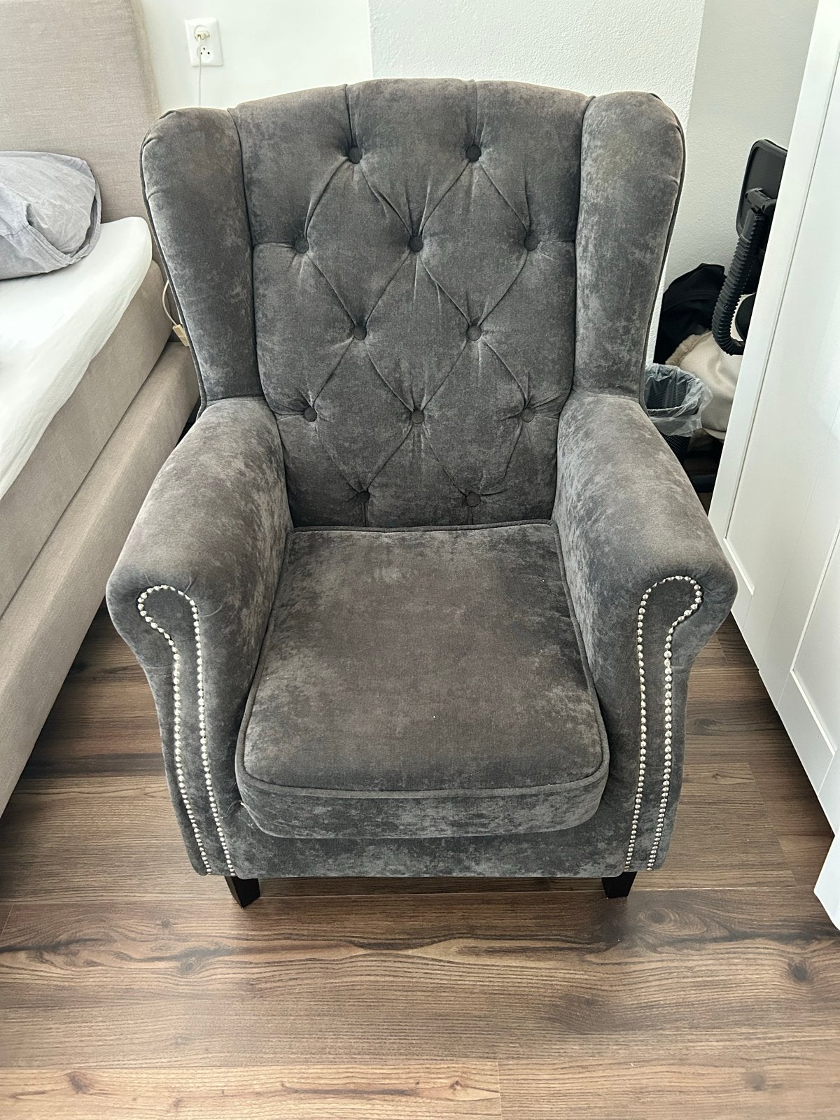 Comfortabele fauteuil - Grijs - 60x66x100cm, Ophalen, Gebruikt, Minder dan 75 cm, Stof