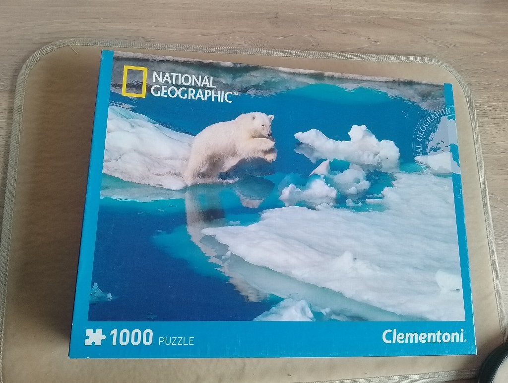 National Geographic Clementoni puzzel ijsbeer 1000 stukjes, Ophalen of Verzenden, 500 t/m 1500 stukjes, Zo goed als nieuw, Legpuzzel