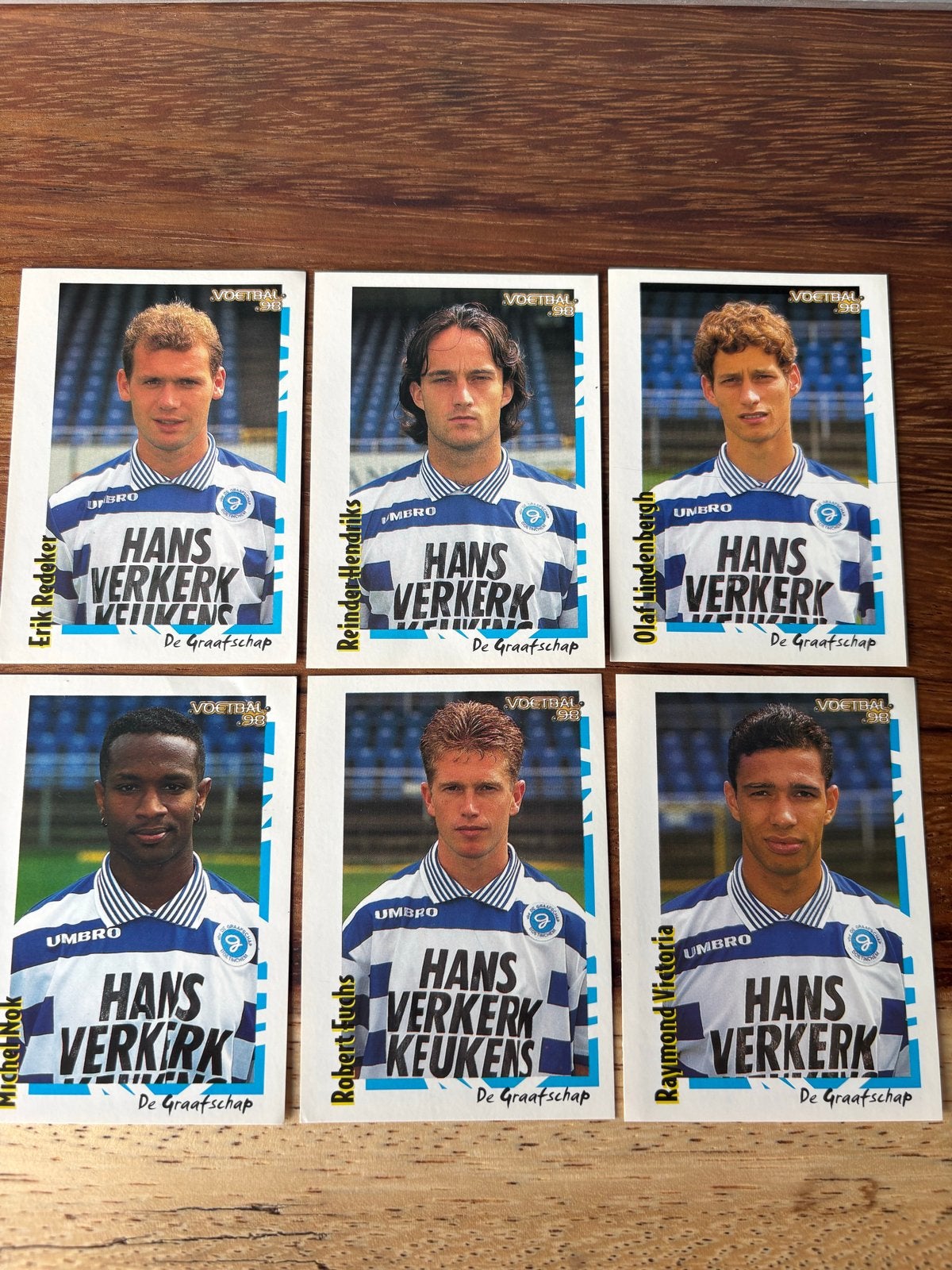 De Graafschap Voetbal '98 Panini Spelerskaarten (6 stuks), Verzamelen, Ophalen of Verzenden, Zo goed als nieuw, Overige binnenlandse clubs
