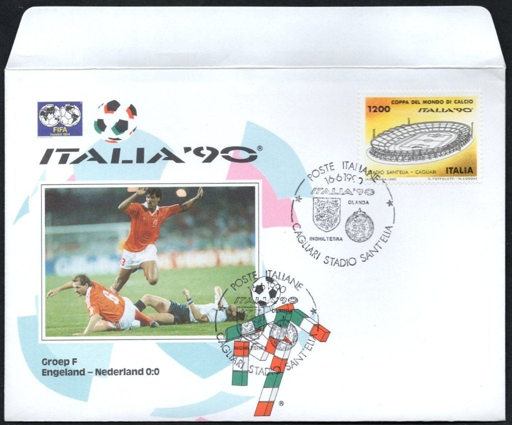 WK voetbal Italië 1990 - wedstrijd Engeland-Nederland, Verzenden, Envelop