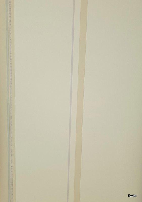 12775 Beige strepen behang met lila lijn van Esta swiet, Verzenden, 75 m² of meer, Beige