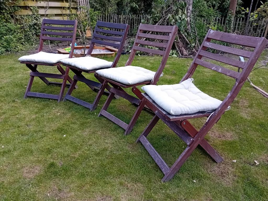 Ikea ÄPPLARÖ buitenstoelen met kussens (4 stuks), Tuin en Terras, Tuinstoelen, Ophalen, Gebruikt, Hout, Inklapbaar
