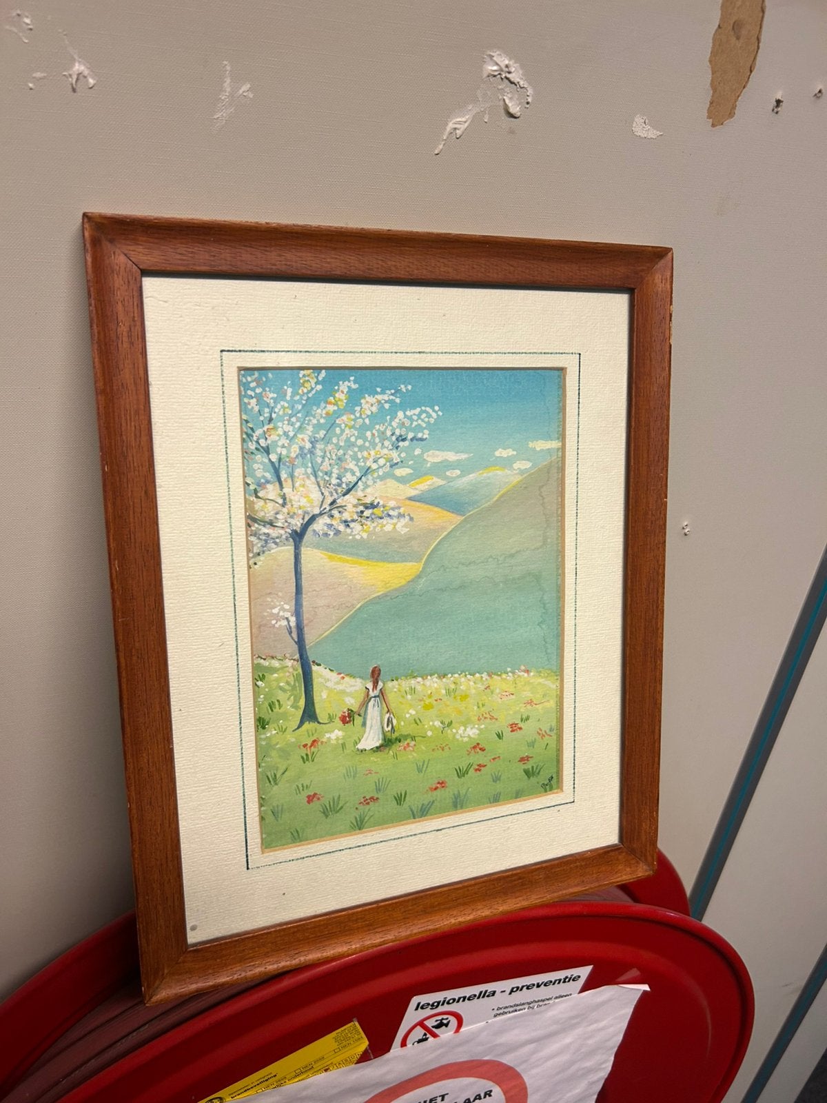 Landschap met vrouw schilderij handgeschilderd, Ophalen, Ingelijst, Landschap