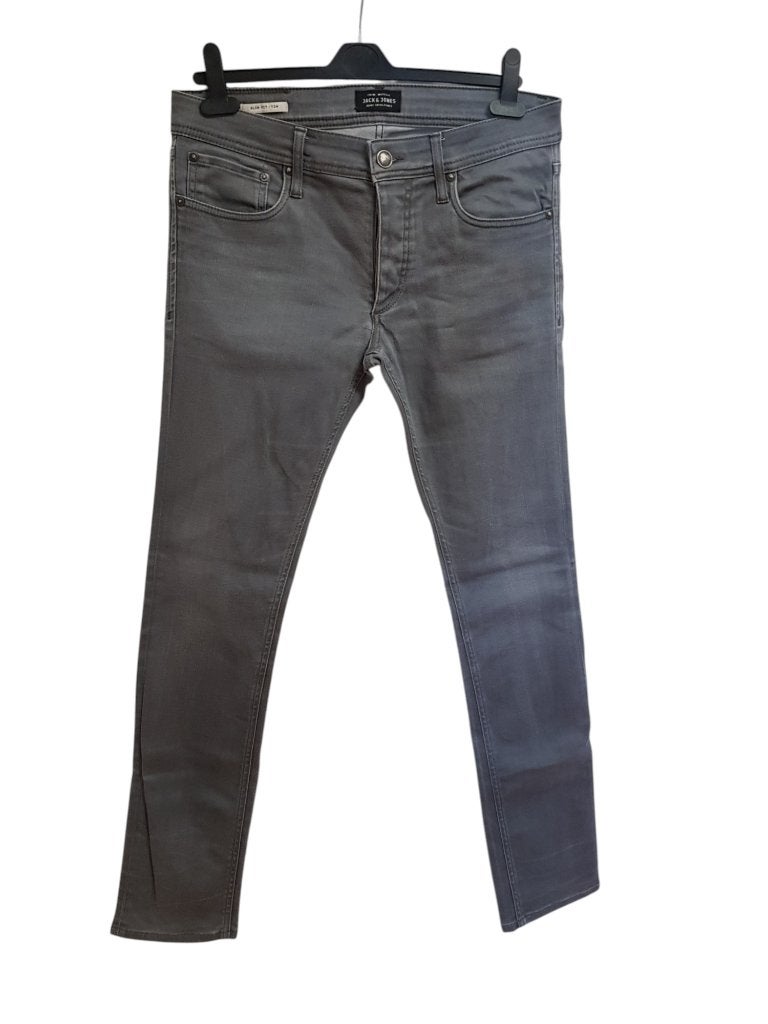 Mooie grijze JACK&JONES stretch jeans Tim slim fit mt 31/34., Verzenden, W32 (confectie 46) of kleiner, Zo goed als nieuw, Grijs