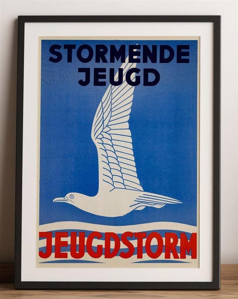 grote JEUGDSTORM Affiche Propaganda Poster n.s.b ., Verzamelen, Verzenden, Luchtmacht, Nederland, Foto of Poster