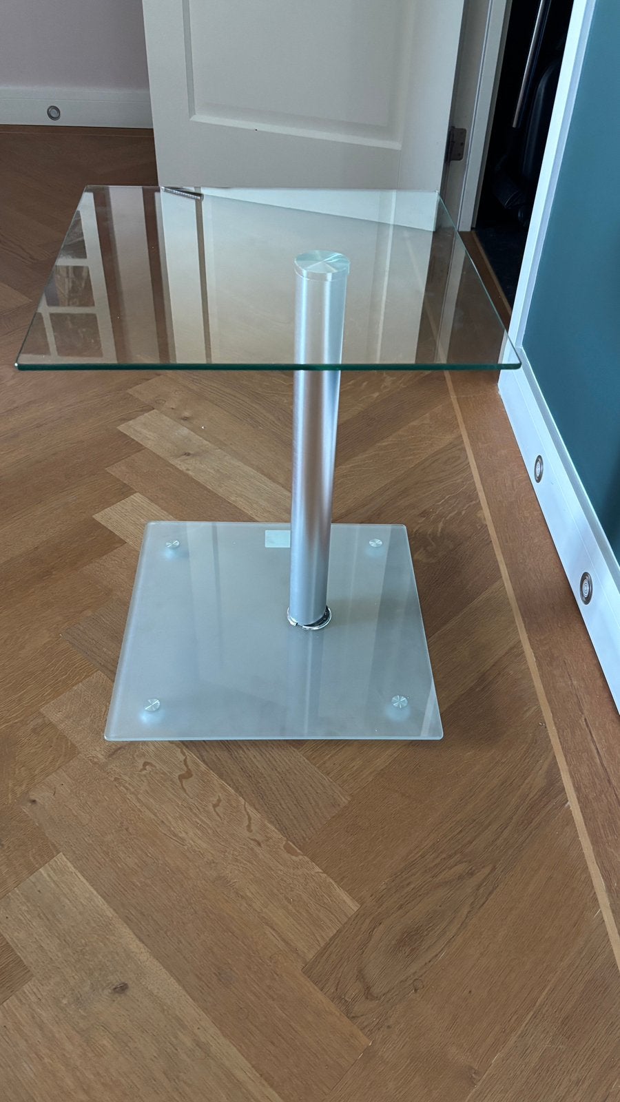 Glazen bijzettafel, vierkant 40x40cm, Minder dan 55 cm, Gebruikt, Vierkant, Glas