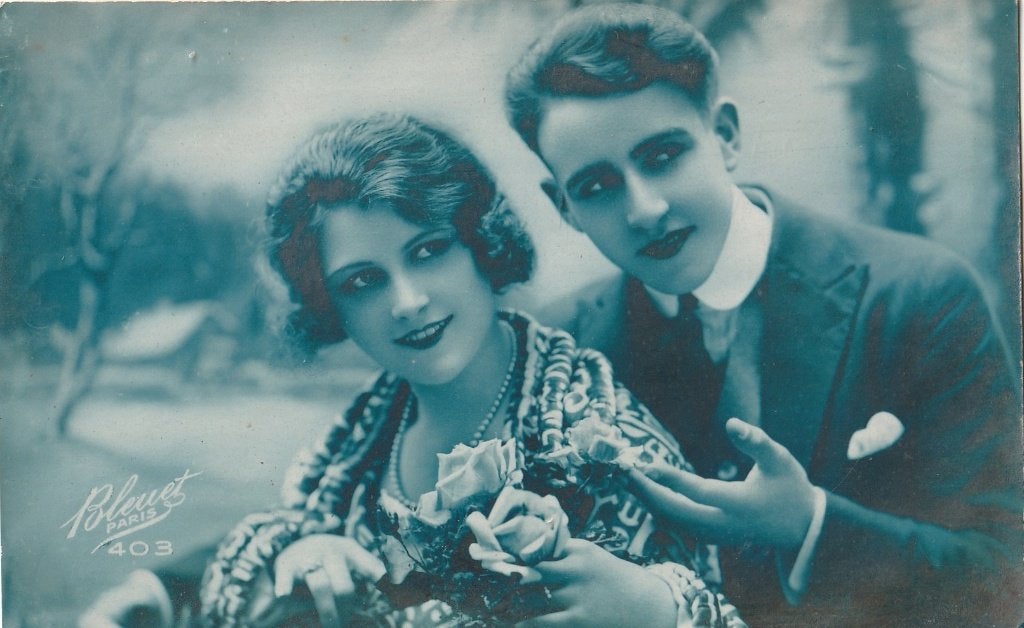 MEISJE JURK LIEFDE JAREN 20 ZEER MOOIE OUDE KAART KN509, Ophalen of Verzenden, 1920 tot 1940, Ongelopen, Overige thema's