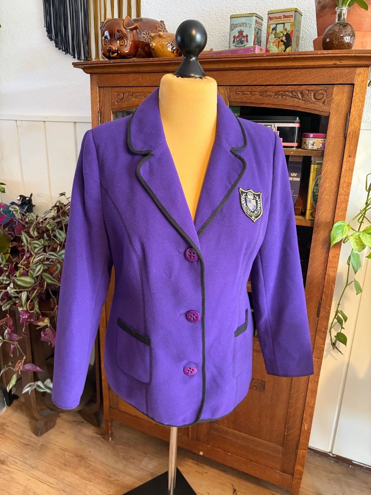 Paars preppy colbert met Embleem - Laura Kent Collection, Paars, Maat 42/44 (L), Ophalen of Verzenden, Jasje