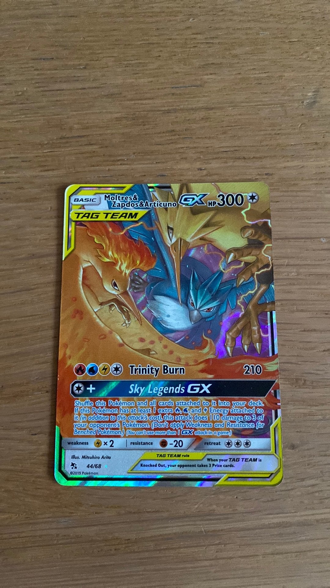 Moltres & Zapdos & Articuno GX TAG TEAM Pokémon kaart, Ophalen of Verzenden, Zo goed als nieuw, Losse kaart