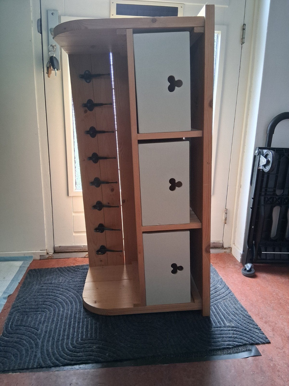 Houten landelijke kapstok met 3 vakken/bakken, Ophalen, Gebruikt, Hout, Wandkapstok