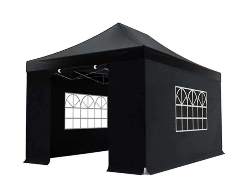 Partytent, Paviljoen, 3x4,5, Easy-up, Met Zijwanden, Zwart, Partytent, Minder dan 4 meter, Nieuw, 2 meter of meer