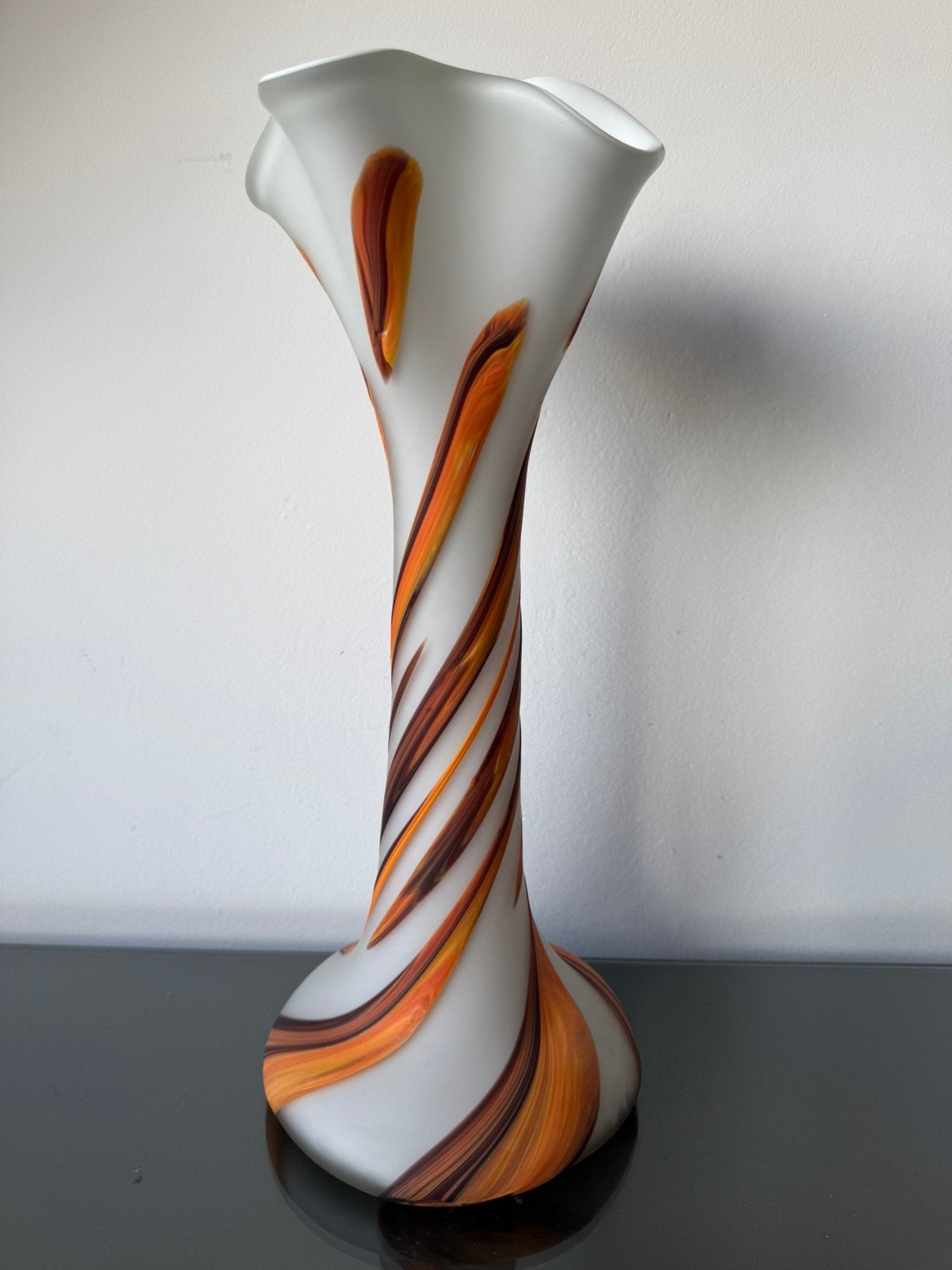 Murano Carlo Moretti vaas wit oranje, Ophalen of Verzenden