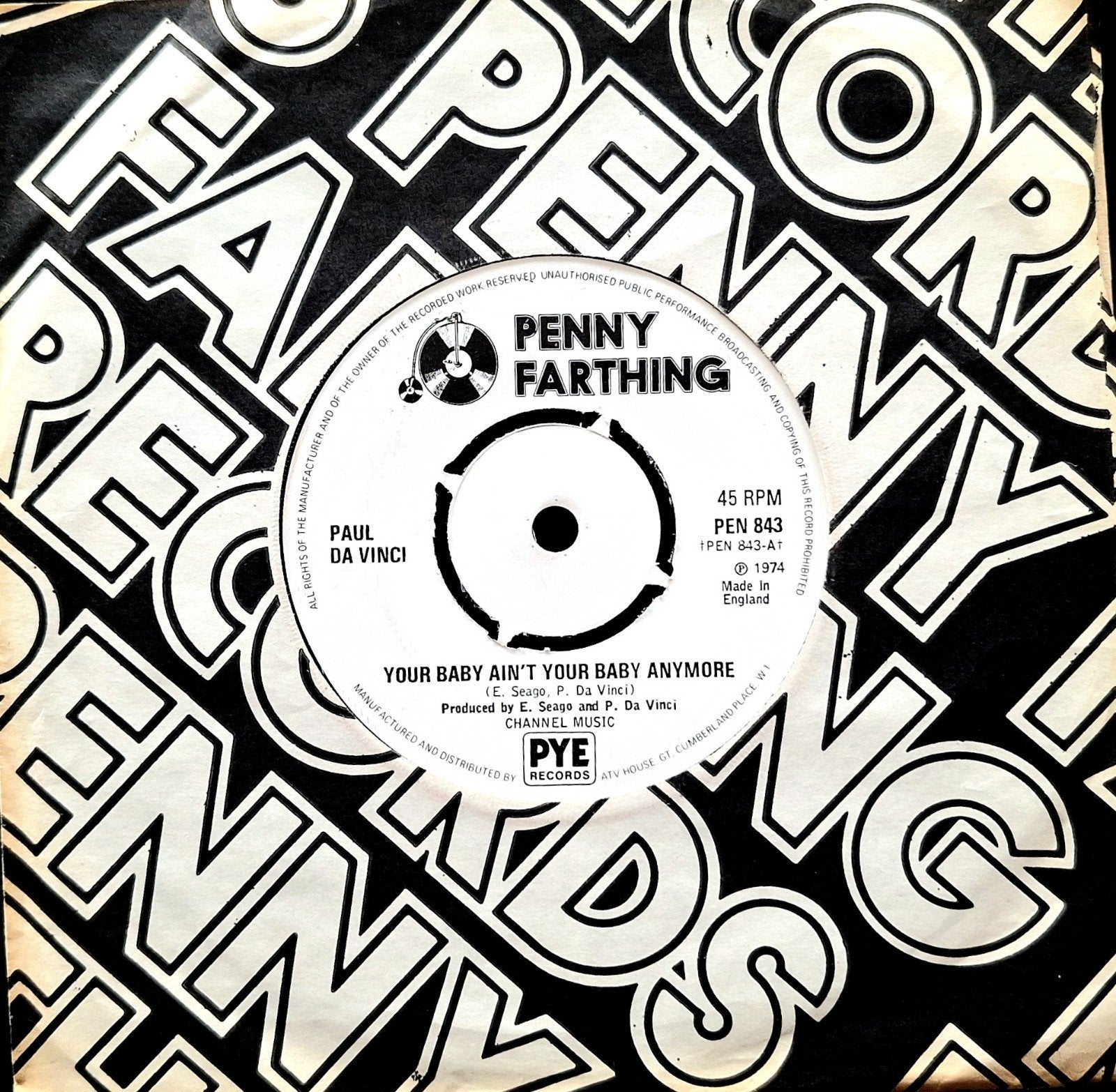 7"/SINGLE  PAUL DA VINCI-Your Baby Ain't Your Baby Anymore, Ophalen of Verzenden, Gebruikt, Pop