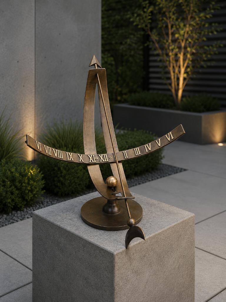 bronzen zonnewijzer / MODERN en STRAK
