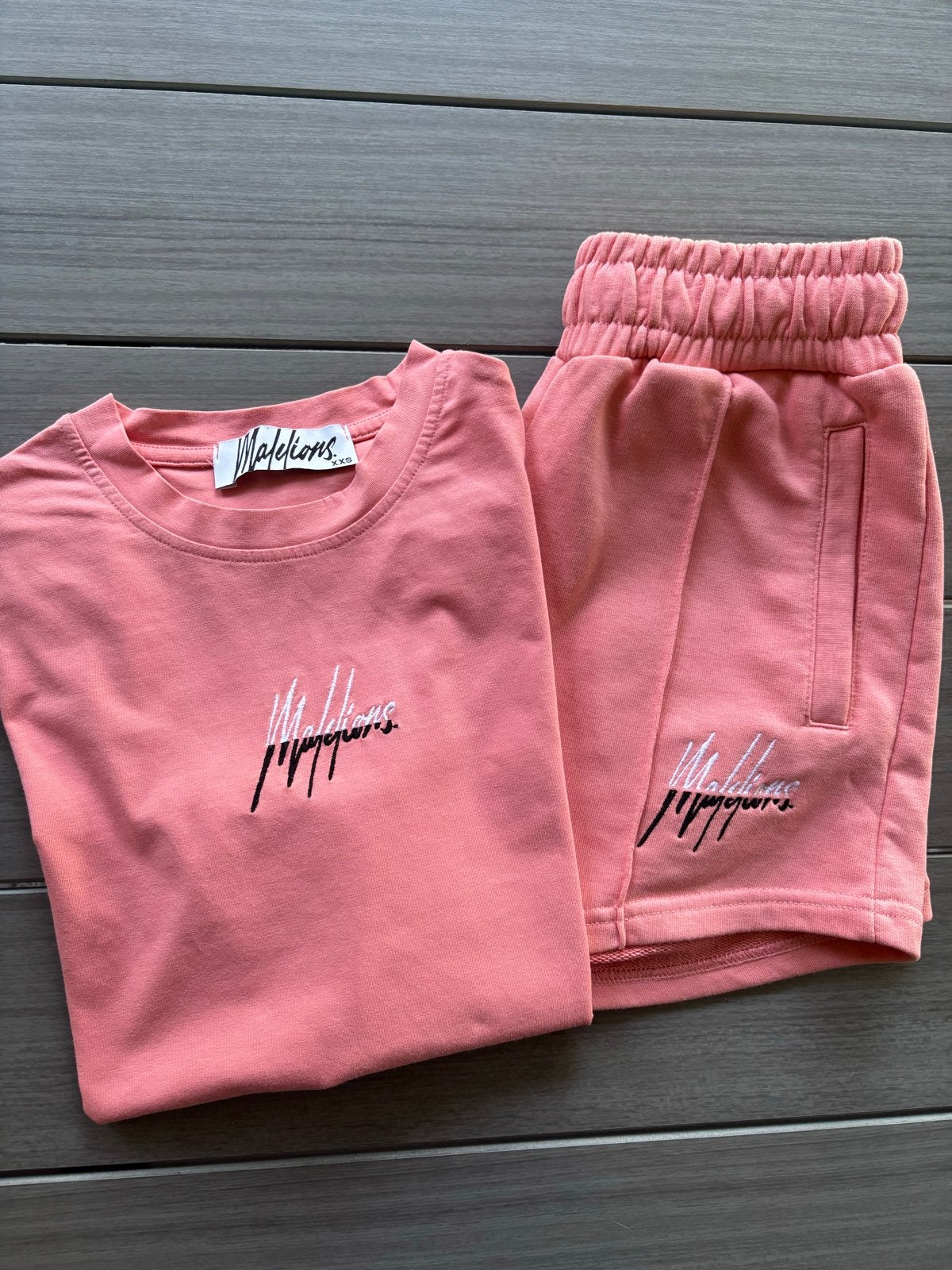 Malelions set shirt en korte broek zalmroze XXS, Ophalen of Verzenden, Zo goed als nieuw, Korte mouw, Roze