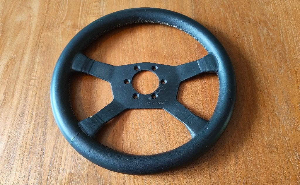 Vintage RAID 4 zwart leren sportstuur 360mm, Verzenden