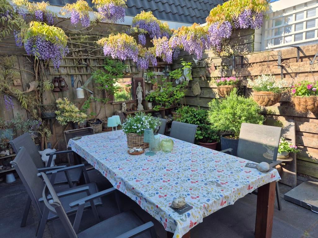 Tuintafel teak hout met 6 stoelen., Ophalen, Gebruikt, 6 zitplaatsen, Teakhout