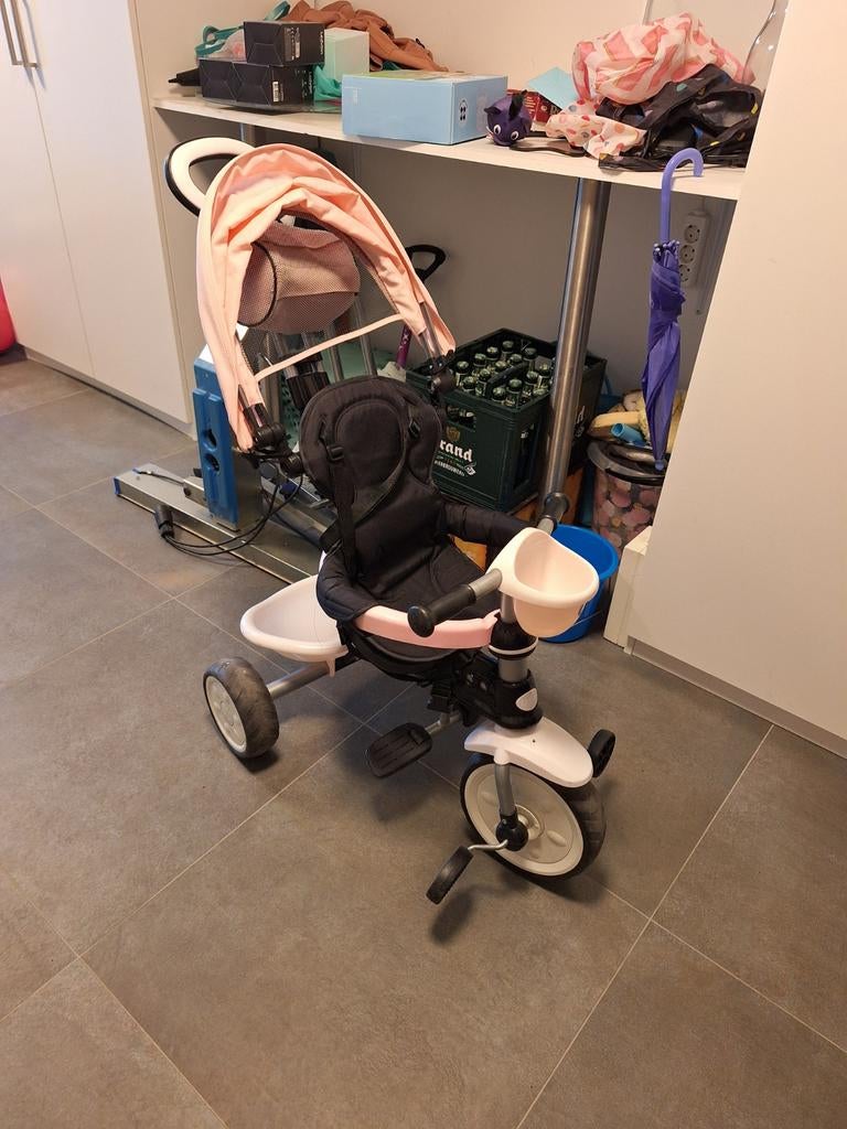 Baby driewieler met stuurstang, Ophalen