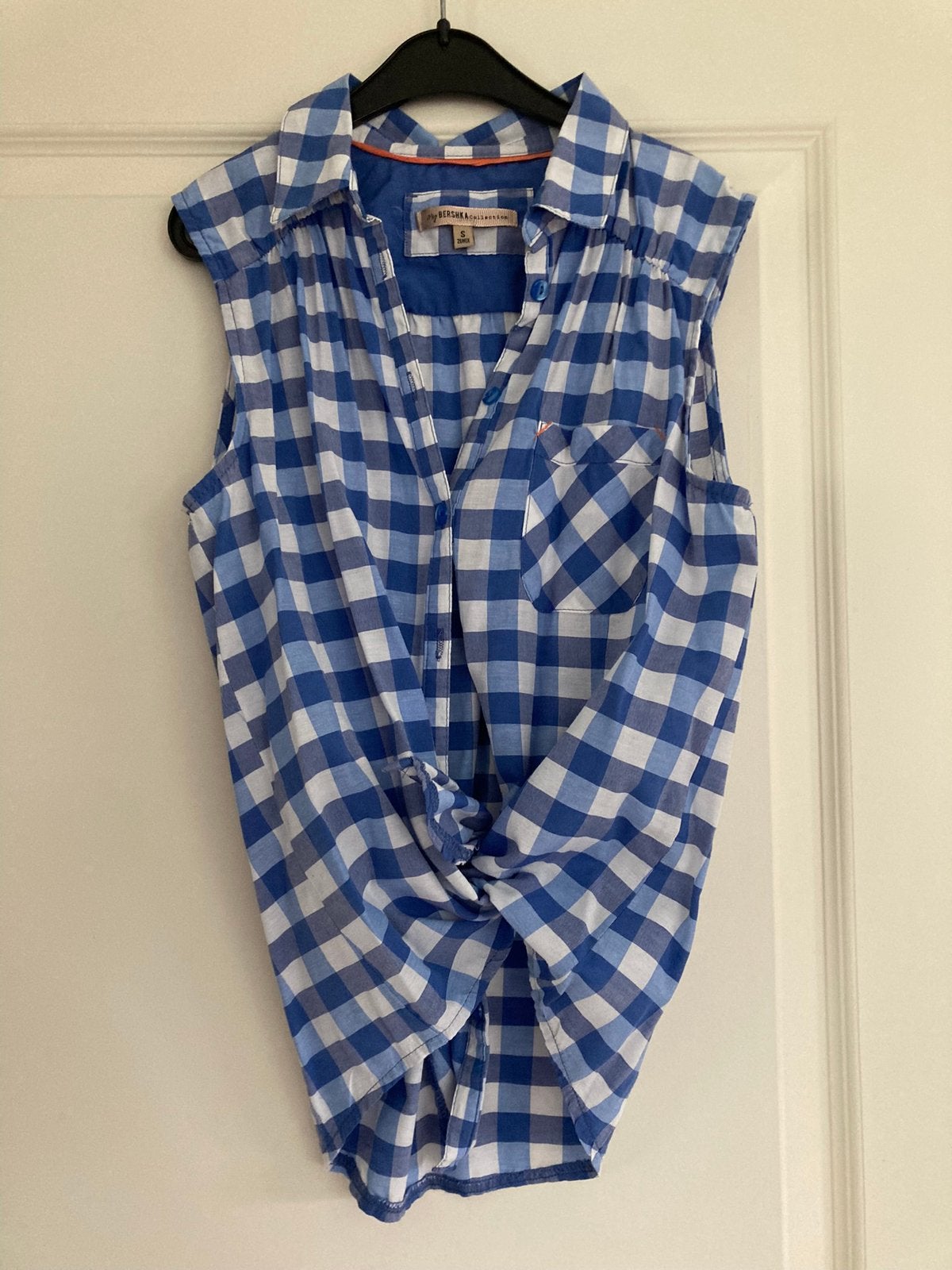 Blauw/Wit geblokt blousje maat zonder mouwen maat S, Kleding | Dames, Ophalen of Verzenden, Zo goed als nieuw, Maat 38/40 (M)