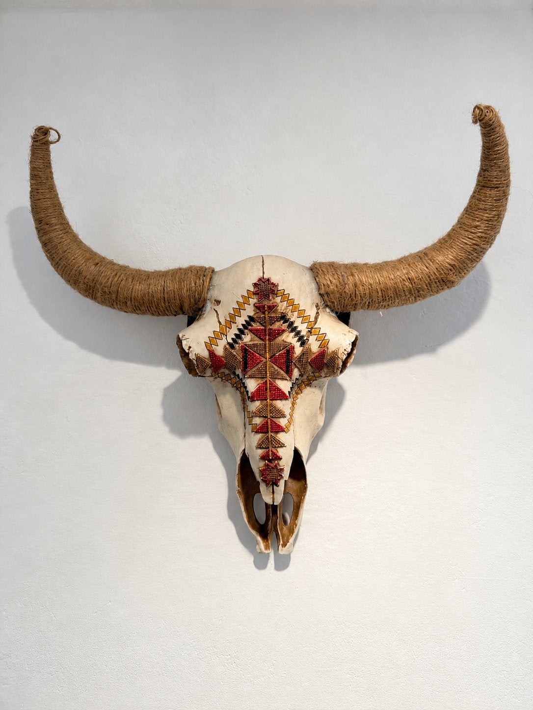 Deco Skull James schedel met hoorns – boho 40 cm, 36 cm, Gebruikt, 40 cm, Boho