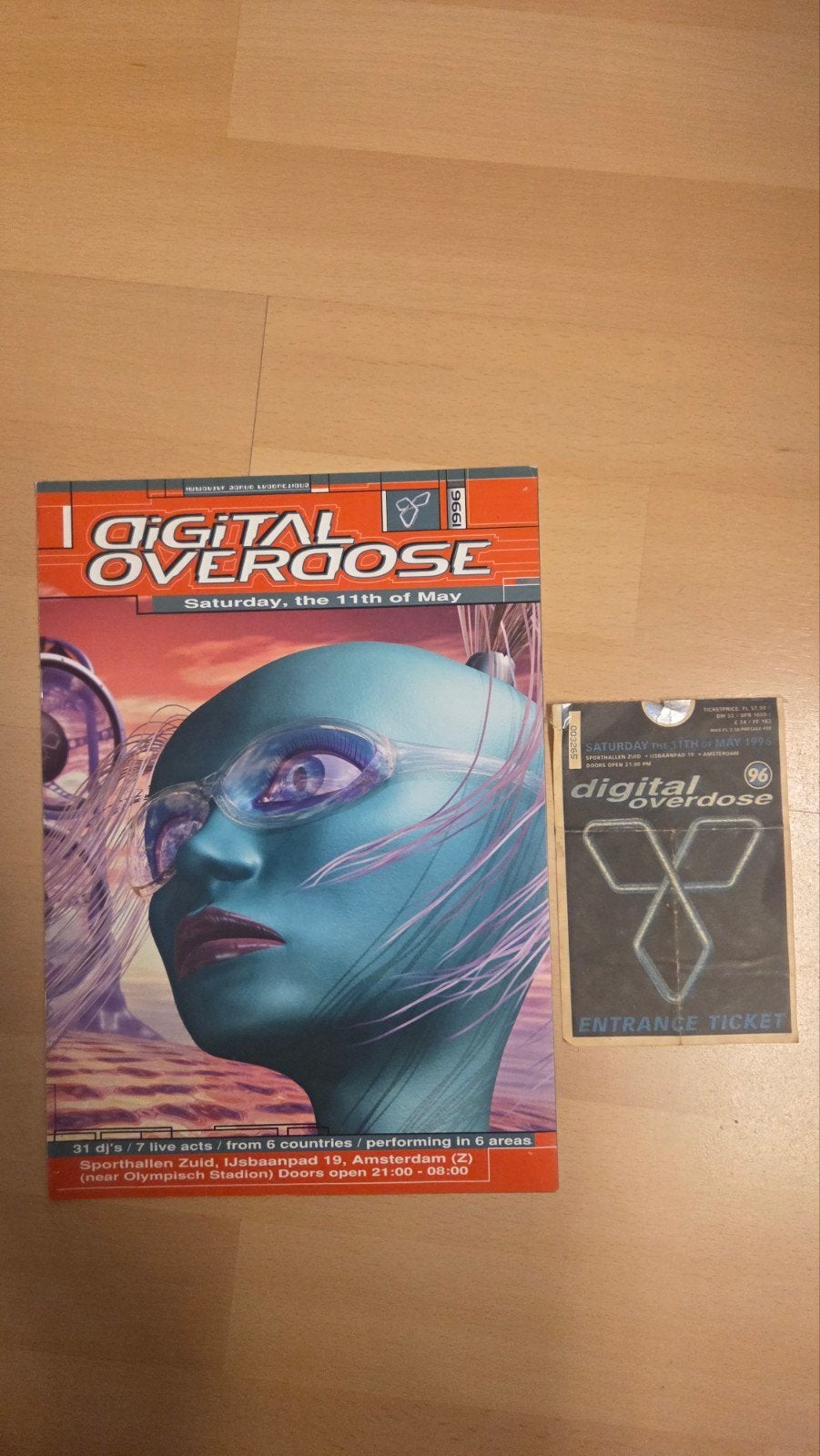 Digital Overdose 1996 (Hellraiser) entreekaartje + flyer, Verzenden, Gebruikt, Muziek