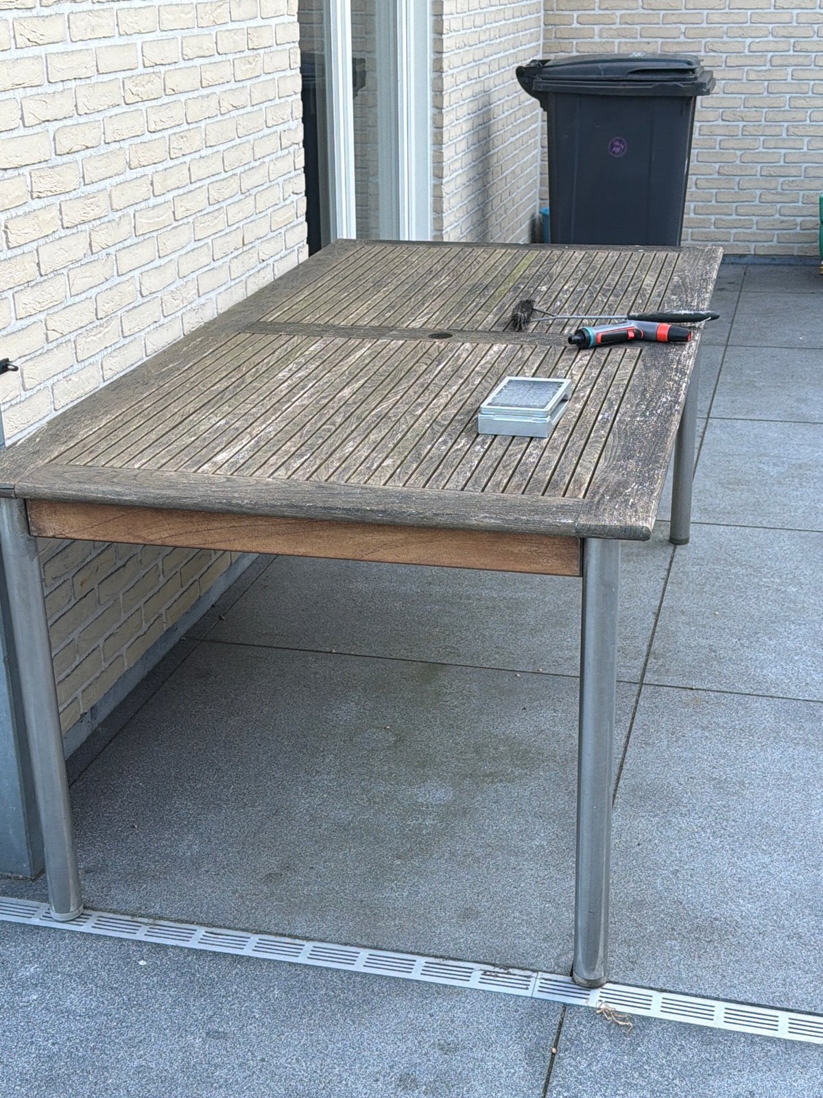 Teakhouten tuintafel 200x100cm, Tuin en Terras, Tuintafels, Ophalen, Gebruikt, Rechthoekig, Teakhout