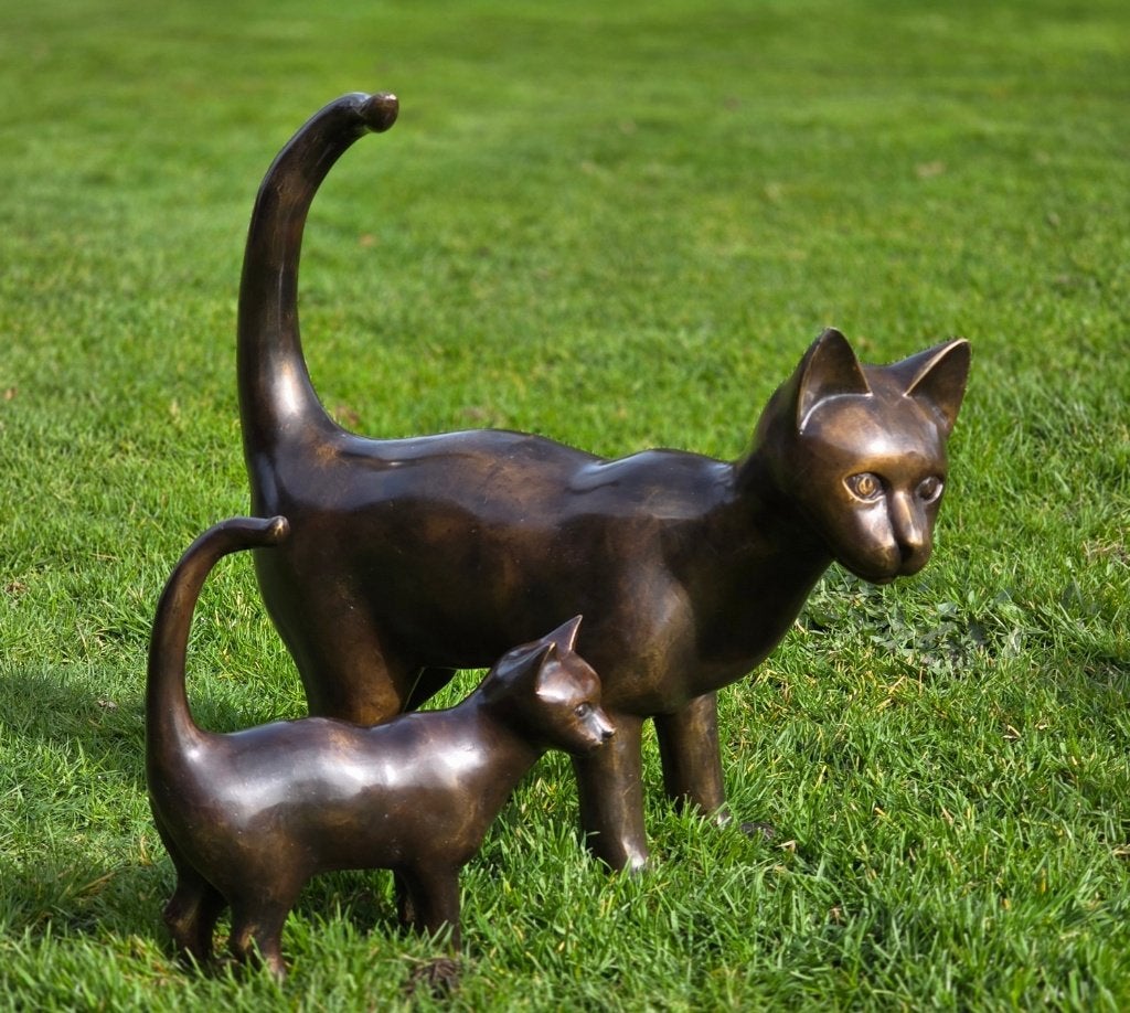 GROTE POES / KAT / BRONZEN TUINBEELD / Brons, Nieuw, Info@huisentuindecoratiemarie.nl, Huis en tuin decoratie marie, Dierenbeeld