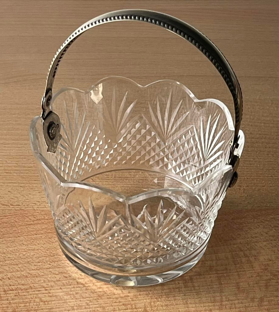 Antieke schaaltje  kristallen met  zilver, Ophalen of Verzenden