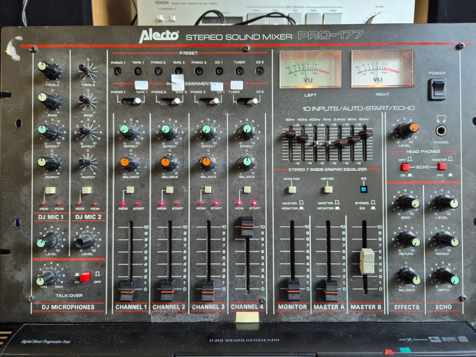Alecto Stereo Sound Mixer PRO-177 Mengpaneel, Muziek en Instrumenten, Ophalen, Gebruikt, Minder dan 5 kanalen, Microfooningang