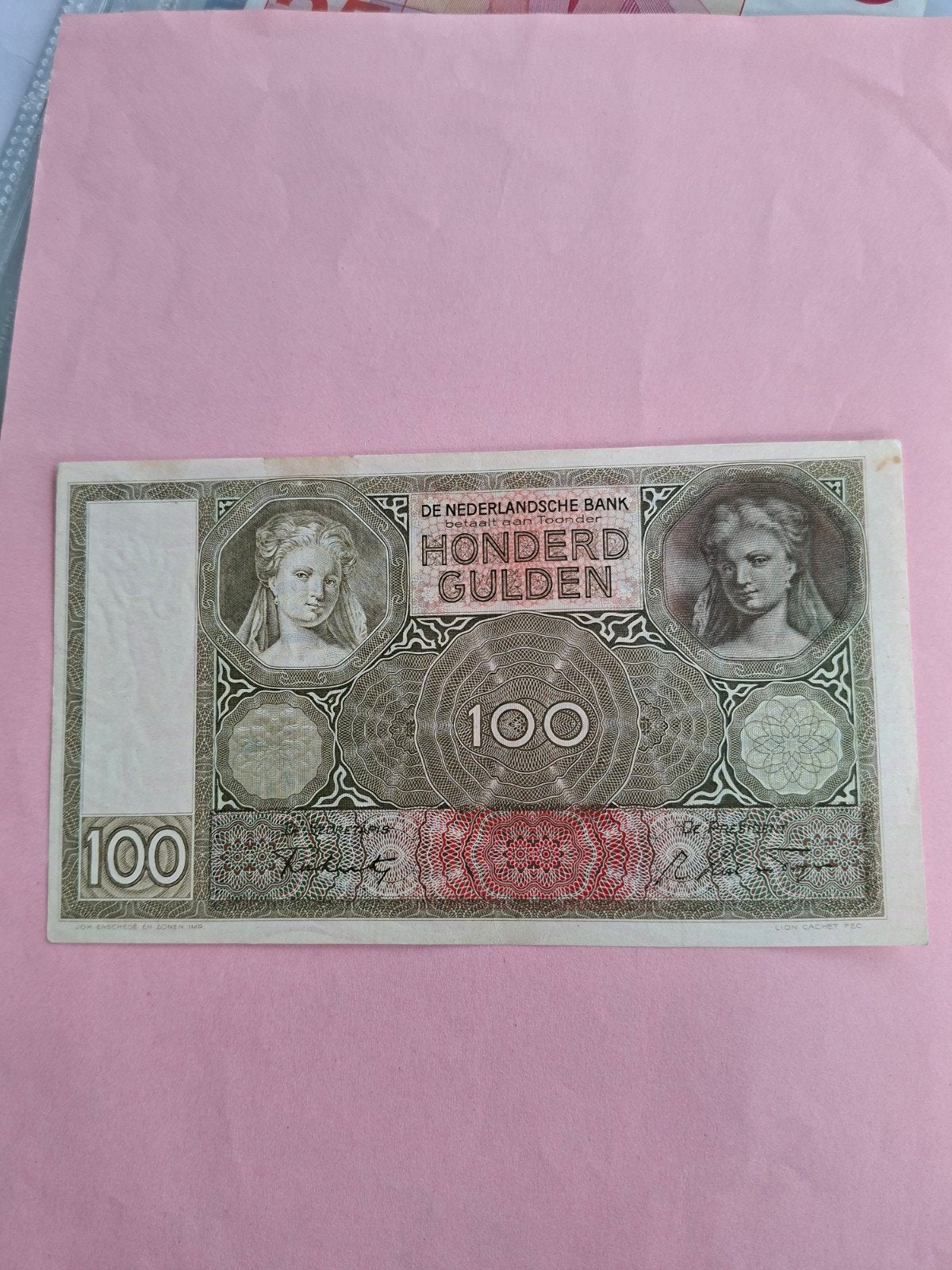 100 gulden Luitspelende Vrouw Replacement uit 1942 in AUNC
S, Ophalen of Verzenden, 100 gulden, Los biljet